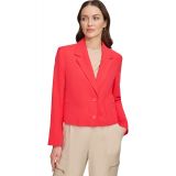 Womens Cropped Double-Button Blazer