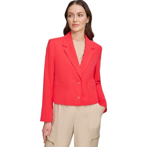 DKNY Womens Cropped Double-Button Blazer