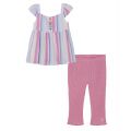 Toddler Girls Woven Striped Empire Tunic and Ribbed Capri Leggings 2 Piece Set