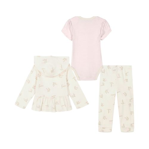  Baby Girls Floral Sketch Interlock Cardigan and Joggers 3 Piece Set