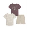 Little Boys Set- 2 Logo T-shirts and French Terry Shorts 3 piece set