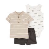Baby Boys Little Shorts T-shirt and Bodysuit 3 Piece Set