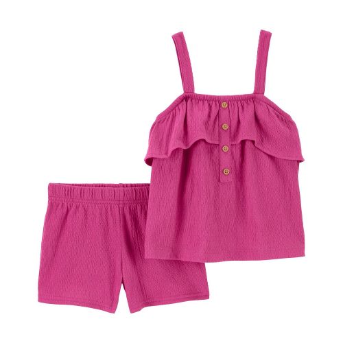 카터스 Toddler Girls Crinkle Jersey Tank Top and Shorts 2 Piece Set