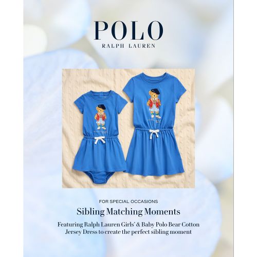 폴로 랄프로렌 Baby Girls Polo Bear Cotton Jersey Dress