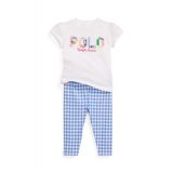 Baby Girls Logo Jersey T Shirt and Gingham Leggings Set
