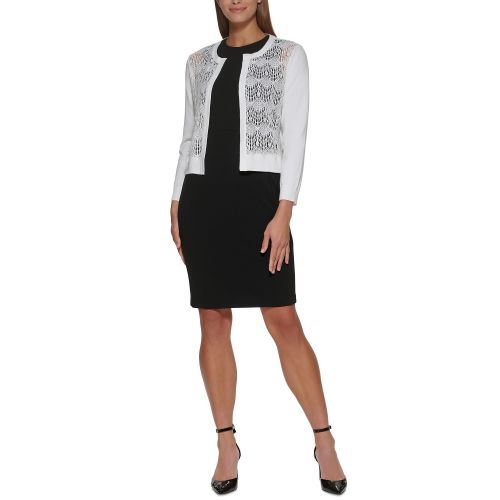 DKNY Lace-Front Open-Front Cardigan