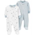 Baby Boys Dog Print Zip Up Footed Coveralls Pack of 2