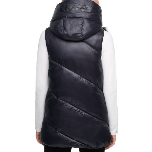 DKNY Womens Hooded Faux-Fur Puffer-Contrast Zip-Front Vest