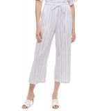 Womens Striped Pull-On Straight-Leg Cropped Pants