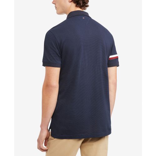 타미힐피거 Mens Global Stripe Regular Fit Short Sleeve Polo Shirt