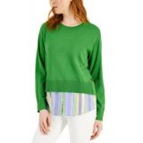 Womens Layered Two-Button Knit Top