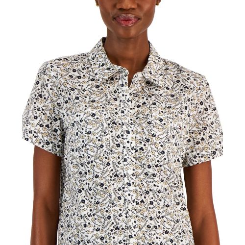 타미힐피거 Womens Cotton Button-Front Shirt