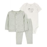 Baby Boys or Baby Girls Cardigan Bodysuit and Pants 3 Piece Set