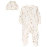 Baby Boys or Baby Girls Sleep and Play and Cap 2 Piece Set