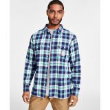Mens Worker Relaxed-Fit Plaid Button-Down Shirt