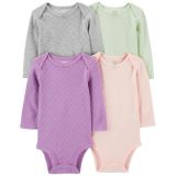 Baby Girls Long Sleeve Bodysuits Pack of 4