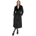 Womens Faux-Fur-Trim Maxi Wool Blend Wrap Coat