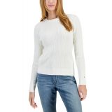 Womens Cotton Mirrored Cable-Knit Sweater