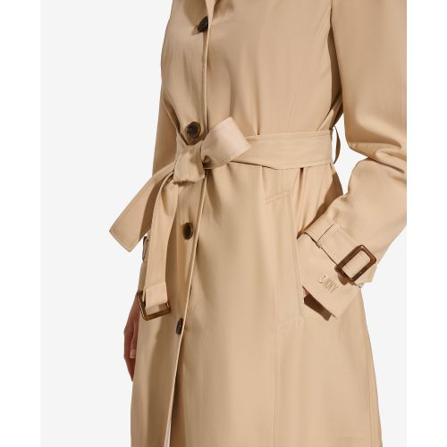 DKNY Womens Single-Breasted Pleated Trench Coat