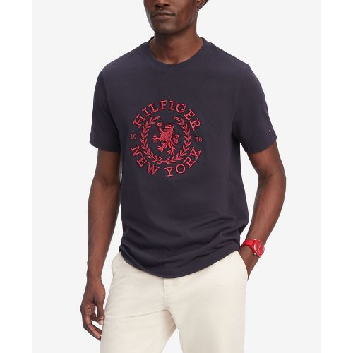 타미힐피거 Mens Embroidered Heritage Logo T-Shirt