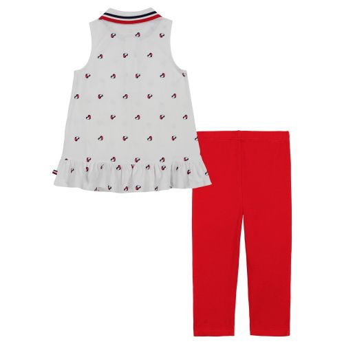 타미힐피거 Baby Girls Logo Print Pique Polo Tunic and Capri Leggings Set