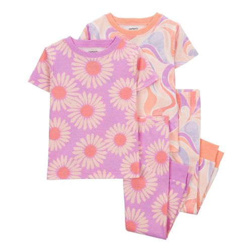 카터스 Toddler Carters Toddler Girls Daisy 100% Snug Fit Cotton Pajamas 4 Piece Set