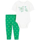 Baby Girls Butterfly Bodysuit and Pants 2 Piece Set