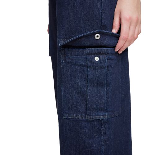 DKNY Womens High-Rise Wide-Leg Cargo Jeans
