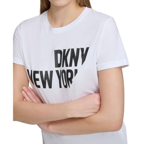 DKNY Womens Sliced Logo Print T-Shirt