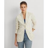 Womens Striped Cotton-Blend Blazer