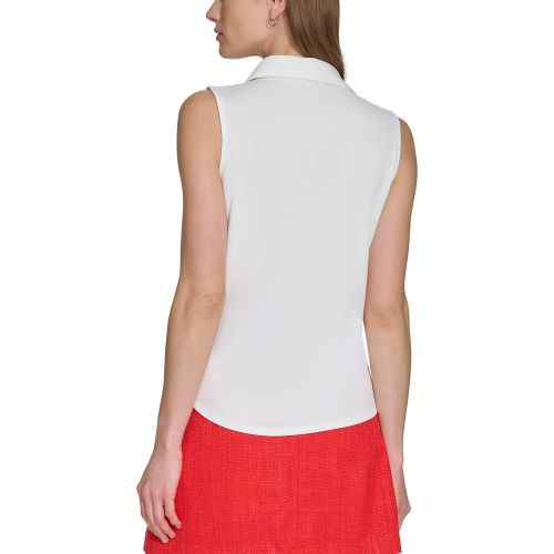 DKNY Petite Sleeveless Button-Up Shell Top