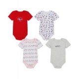 Baby Girls Short Sleeve Floral-Logo Bodysuits Pack of 4