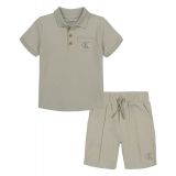 Baby Boys Short Sleeve Polo Shirt and Sporty Knit Shorts 2 Piece Set