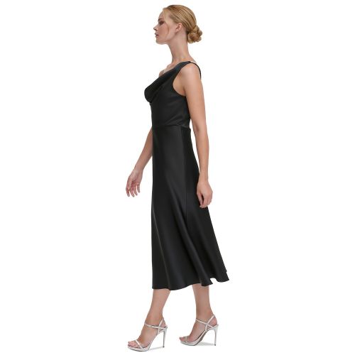 DKNY Womens Cowlneck Midi Dress