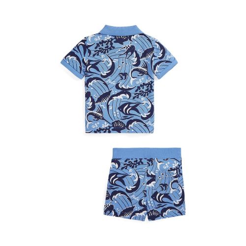 폴로 랄프로렌 Baby Boys Reef Print Cotton Polo Shirt and Shorts Set