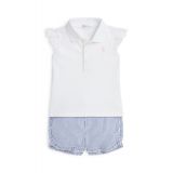Baby Girls Mesh Polo Shirt and Seersucker Shorts Set