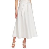 Womens Belted A-Line Midi Skirt