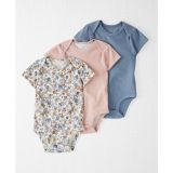 Baby Girls Organic Cotton Rib Bodysuits Pack of 3