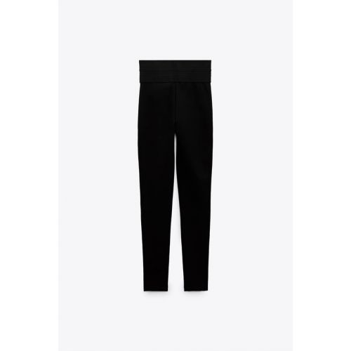 자라 Zara High-waisted leggings with wide stretch waistband. Front pronounced seam detail.