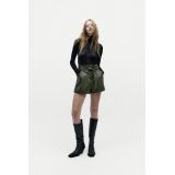 Zara BELTED FAUX LEATHER SHORTS