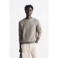 Zara 100% WOOL CABLE-KNIT SWEATER