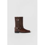 Zara KIDS/ BUCKLED LEATHER BIKER BOOTS LIMITED EDITION