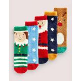 Boden Fluffy Christmas Socks 5 Pack - Multi