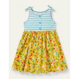 Boden Tie Shoulder Hotchpotch Dress - Sweetcorn/Turquoise Tropical