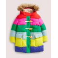 Boden Rainbow Fleece-Lined Hooded Puffer Jacket - Multi Rainbow