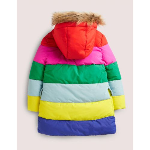 보덴 Boden Rainbow Fleece-Lined Hooded Puffer Jacket - Multi Rainbow