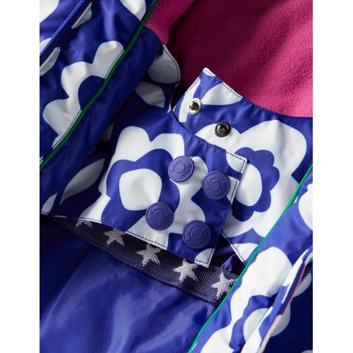 보덴 Boden Blue Floral Hooded Waterproof Jacket - Ivory/Bluing Blue Floral