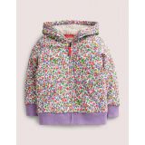 Boden Purple Floral Borg Lined Hoodie - Aster Purple Floral