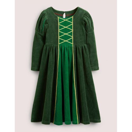 보덴 Boden Velour Puff Sleeve Dress - Trekking Green