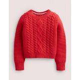 Boden Cropped Cable Jumper - Rockabilly Red